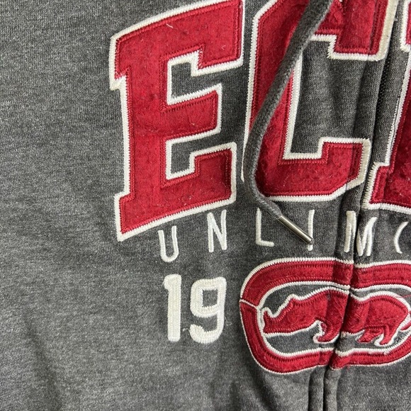 Vintage Y2K Ecko UNLTD Hoodie Mens Size Small Gray/Red Spell Out Rhino Logo 1972 - Picture 4 of 16